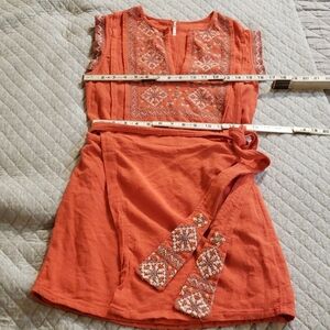 Free People Salmon Embroidered Mini Dress